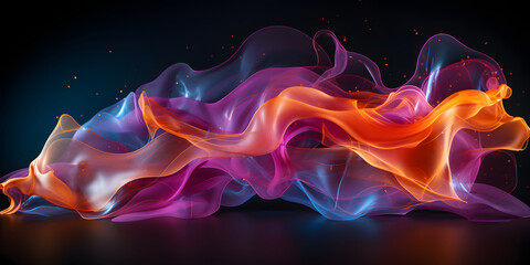 Fototapeta premium Colorful Liquid and Smoke Floating on Dark Background. Neon Smoke Wallpaper. Scattered Color Spectrum
