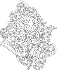Doodle floral pattern in black and white. Page for coloring book: very interesting and relaxing job for children and adults. Zentangle drawing