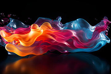 Colorful Liquid and Smoke Floating on Dark Background. Neon Smoke Wallpaper. Scattered Color Spectrum