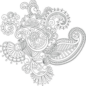 Doodle floral pattern in black and white. Page for coloring book: very interesting and relaxing job for children and adults. Zentangle drawing