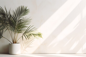 .Majestic Palm Bathed in Morning Sun, Minimalist Plant Studio Photo