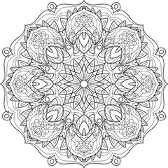 Mandala for coloring book page for kids and adults. Patterned Design Element. Zentangle style