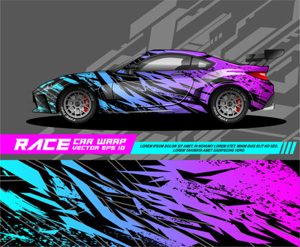 Car wrap decal designs. Abstract racing and sport background for racing livery