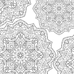 Mandala for coloring book page for kids and adults. Patterned Design Element. Zentangle style