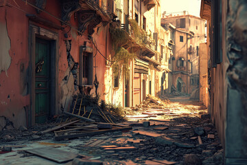 Obraz premium a ruined street in the old town