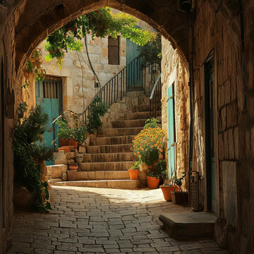 Fototapeta street in old town