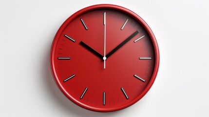 Sleek red lined clock on white background with modern aesthetic and minimalist design