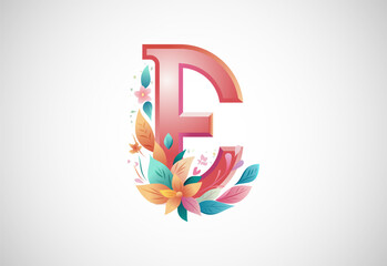 Floral alphabet E. Logo for wedding invitations, greeting card, birthday, logo, poster other ideas