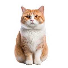 Cute orange british cat portrait, isolated on white background