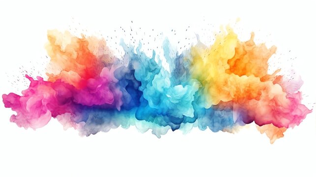 Abstract colorful rainbow color painting illustration - watercolor splashes, isolated on white background © singgih