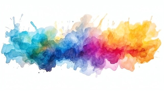Abstract colorful rainbow color painting illustration - watercolor splashes, isolated on white background