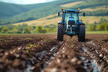Foto op Plexiglas tractor in a crop field  © marsone
