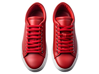 Red Sneakers Isolated on Transparent Background. Fashionable Casual Shoes for Shoe Shop Ad Design