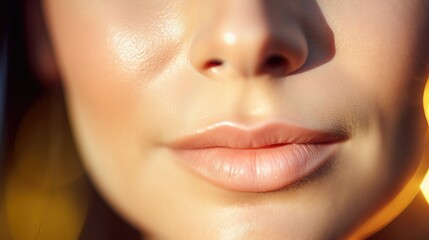 Fototapeta premium Closeup of a droplet of antiaging serum resting on a womans cheek, ready to be absorbed.