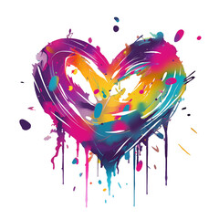 big colorful heart without background in graffiti style for Valentine's Day, Valentine's Day postcard, generative AI - obrazy, fototapety, plakaty