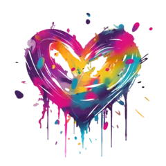 Foto op Plexiglas big colorful heart without background in graffiti style for Valentine's Day, Valentine's Day postcard, generative AI © Paulina