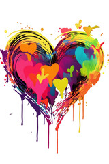 big colorful heart without background in graffiti style for Valentine's Day, Valentine's Day postcard, generative AI