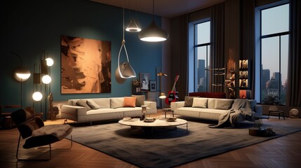 Modern sophisticated living room interior style 