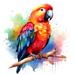 Parrot bird watercolor illustration for poster and sublimation design print
