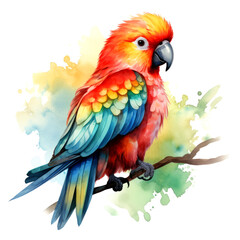 Fototapeta premium Parrot bird watercolor illustration for poster and sublimation design print