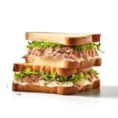 a tuna sandwich, studio light , isolated on white background, clipping path, full depth of field
