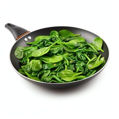 a stir fried spinach, studio light , isolated on white background, clipping path, full depth of field