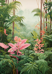 Harmonious Tropical Foliage in Light Green and Yellow Tints