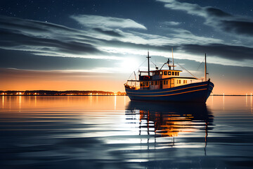 Obraz premium The Mysterious World of Adventure and Romance: The Ship of the Night generative ai