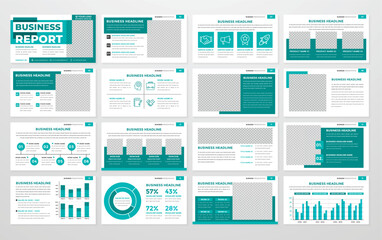 set of presentation layout template with minimalist style and modern concept use for business profile and annual report - obrazy, fototapety, plakaty