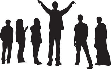 Silhouette Standing people vector collection