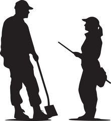 Silhouette Golf Player boy and girl vector illustration