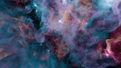 Fototapeta na wymiar Colorful of dense stellar nebular with dark space in background (3D rendering)