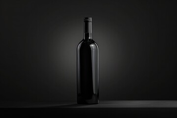 Refined and monochromatic, the image showcases the subtle yet powerful presence of a bottle destined for a wine connoisseur's cellar selection - obrazy, fototapety, plakaty
