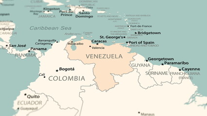 Venezuela on the world map.