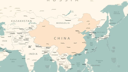 China on the world map.