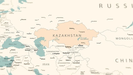 Kazakhstan on the world map.