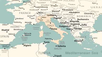 Naklejka premium Italy on the world map.