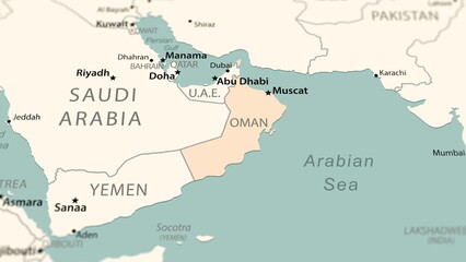 Oman on the world map.