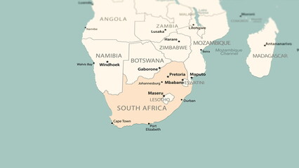 South Africa on the world map.