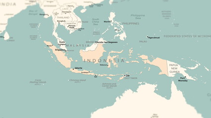 Indonesia on the world map.