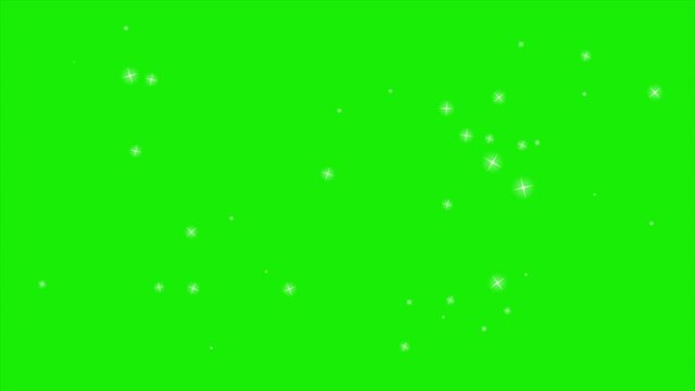 Glowing stars sparkle on green screen background. 4K animation video