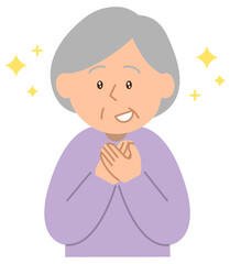 目をキラキラ輝かせるシニア女性2