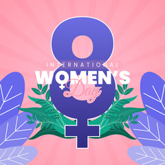 womens day design with floral wreath and female symbol. suitable for social media posts, banners, posters, and greeting cards