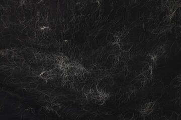 Pet hair on black fabric, top view