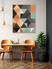 Simplistic Extravaganza: Contemporary Geometric Nature Forms Canvas Featuring Abstract Wall Art and Modern Design