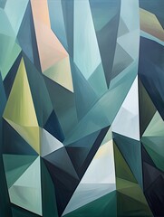 Abstract Geometric Landscape: Contemporary Nature Forms Modern Wall Decor - Geometric Canvas Art
