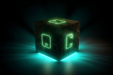 glowing cube with paragraph symbol. Generative AI