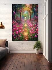 Lush Floral Garden Paths Art - Vintage Flower Painting | Wall Canvas