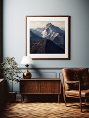 Majestic Mountaintop Overlooks Vintage Print: Captivating Landscape Wall Decor