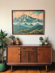 Vintage Art Print: Majestic Mountaintop Overlooks - Mountain View Wall Decor